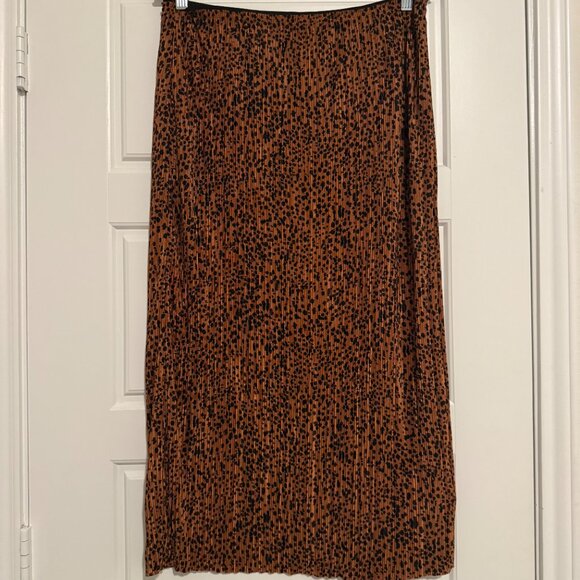 NWT Anthropologie Maeve Mazie Cheetah Pleated Midi Skirt Size M - Picture 3 of 7